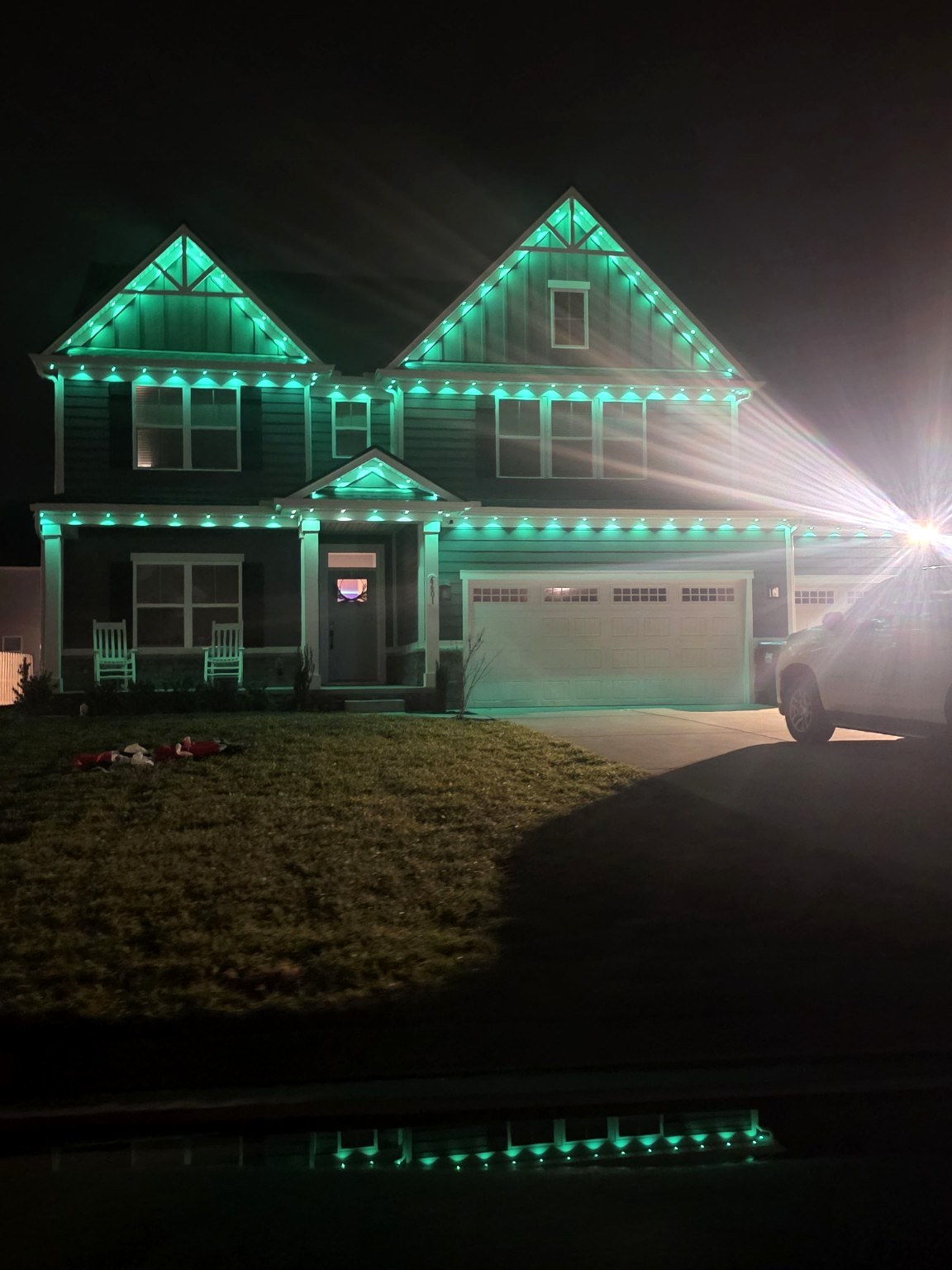 Permanent commercial-grade soffit lighting installation by Tennessee Twinkle Co.