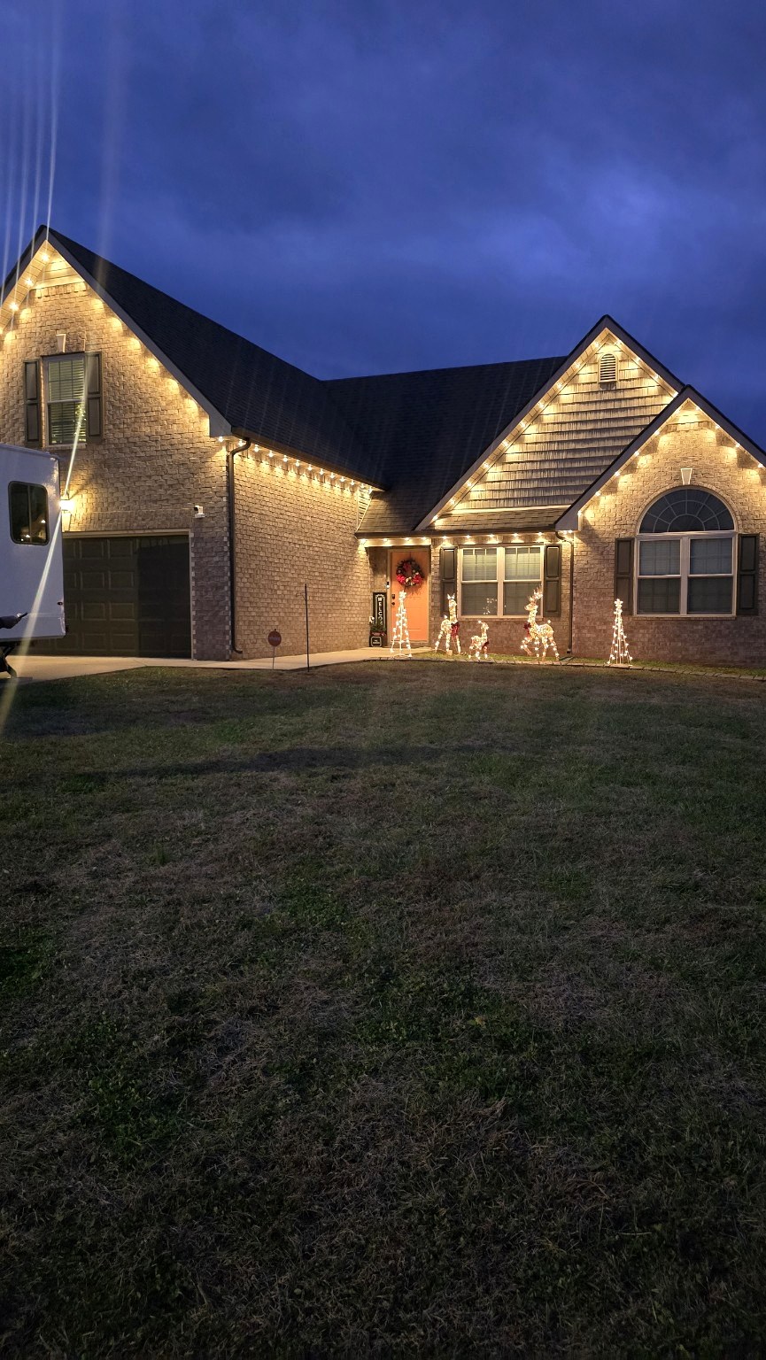 Permanent commercial-grade soffit lighting installation by Tennessee Twinkle Co.